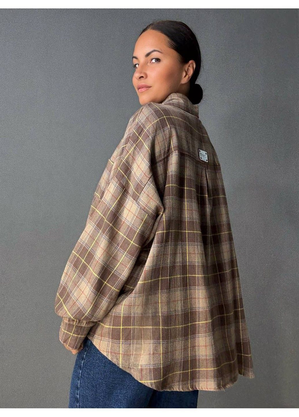 Сорочка жіноча A-N 8313 у клітинку оверсайз широка бавовняна No Brand (356447366)