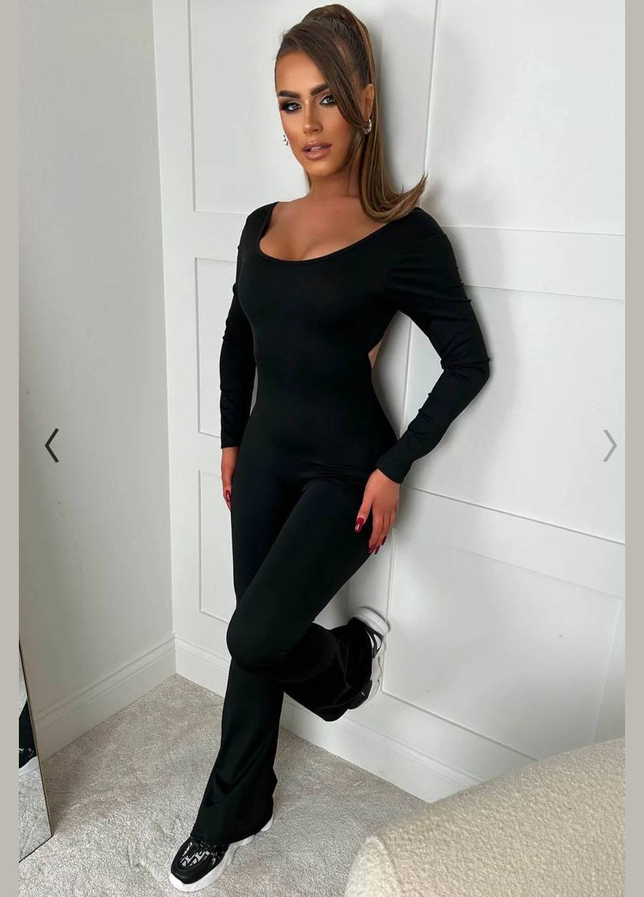 Жіночий облягаючий комбінезон Adelante комбінезон-брюки однотонний чорний кежуал