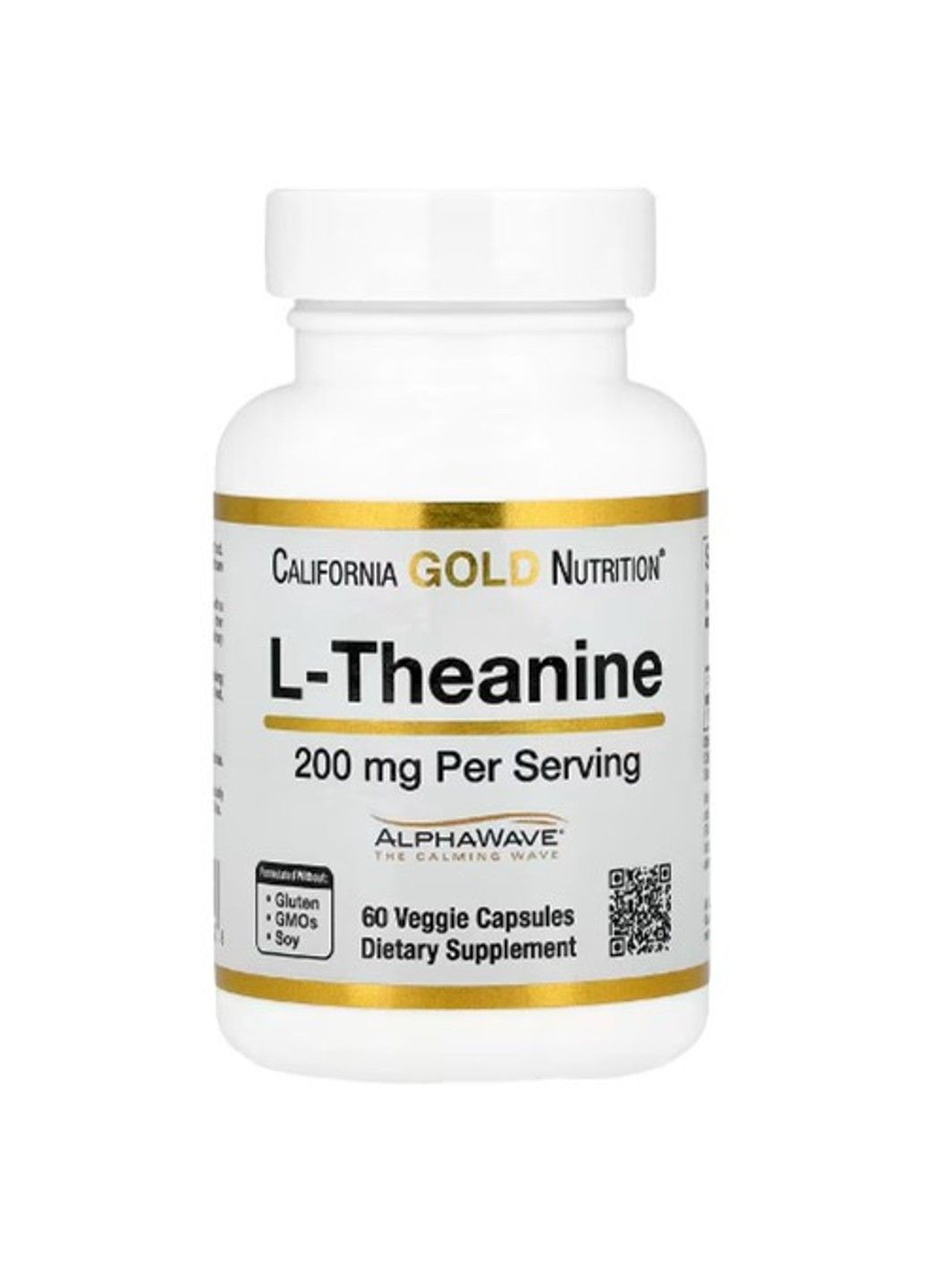 L-теанін, з AlphaWave®, 200 мг, 60 рослинних капсул California Gold Nutrition (347599990)