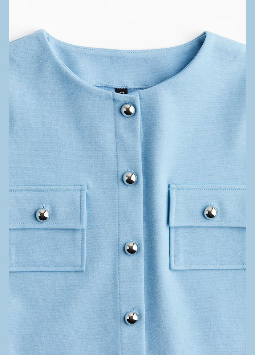 Блакитна короткий жіночий блакитнийтоп із вафельного трикотажу - s H&M