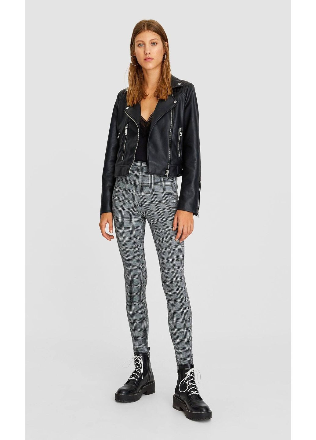 Штани демісезон,сірий в клітку, Stradivarius (369623457)