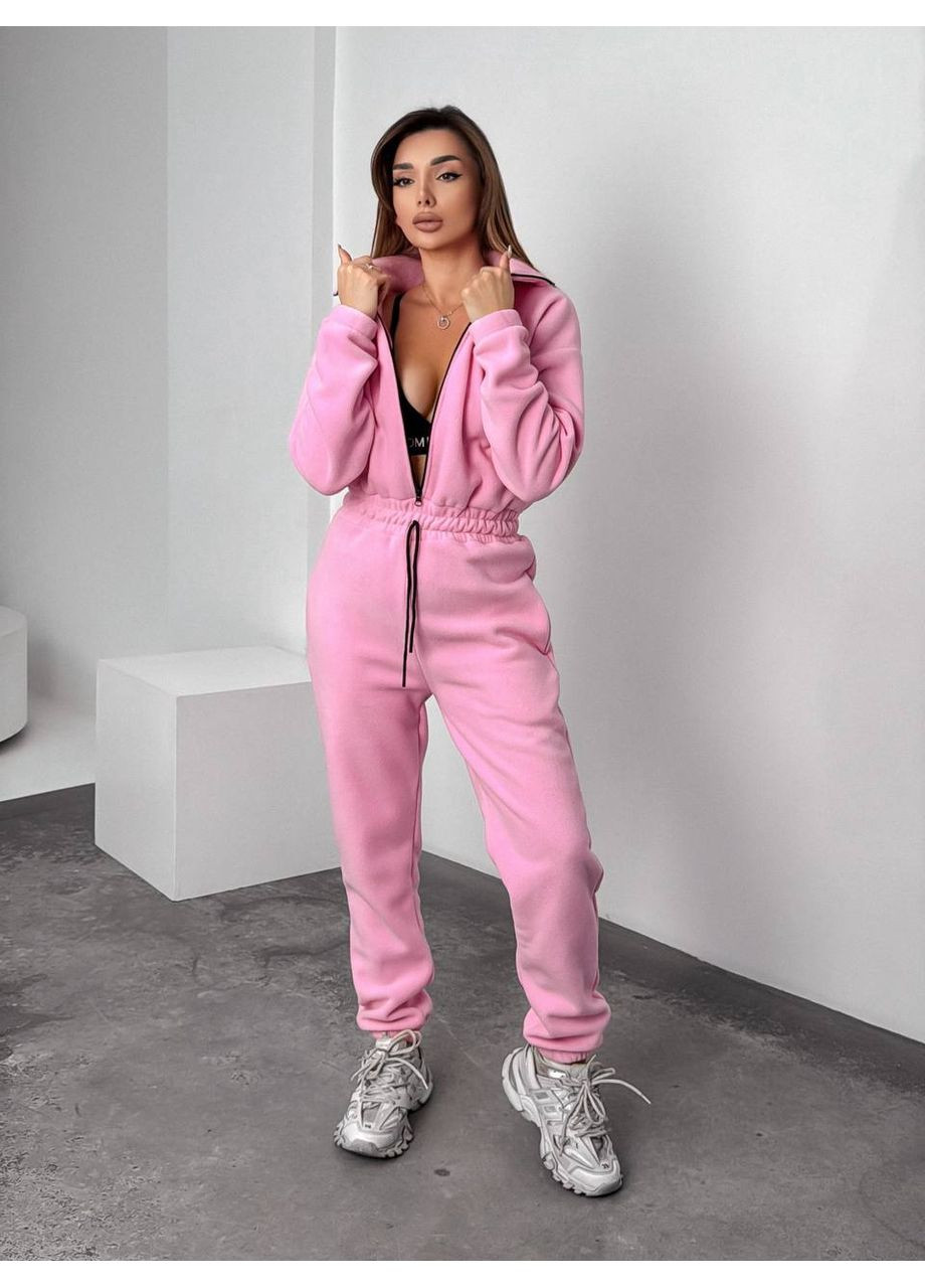 Жіночий теплий комбінезон із флісу Fashion рожевий
