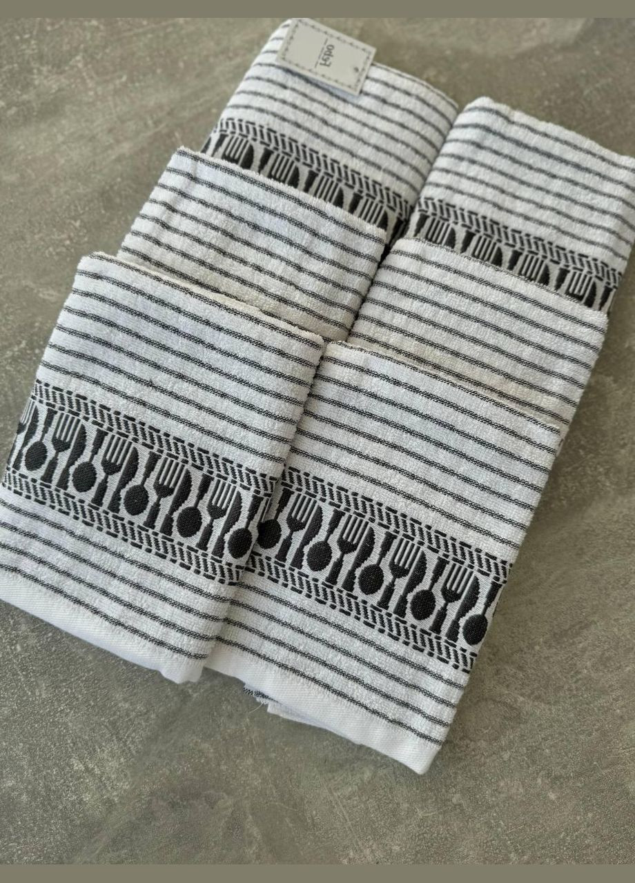 Комплект полотенец махровое для кухни 40x60 см в упаковке 6 шт No Brand абстрактный комбинированный