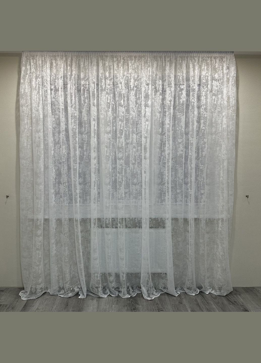 Тюль готовий пошитий на тісьму білого кольору з мармуровим дизайном розмір 300х270 см No Brand (299712233)