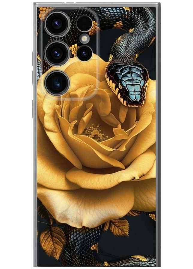 Силіконовий чохол 'Black snake and golden rose' для Endorphone Samsung Galaxy S24 Ultra (286771322)