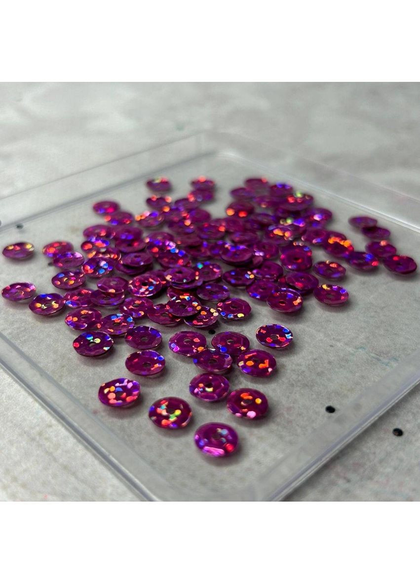 5 г - Поетка круглая шестигранник 7 мм - малиновая голограмма Plus-plus (352747646)