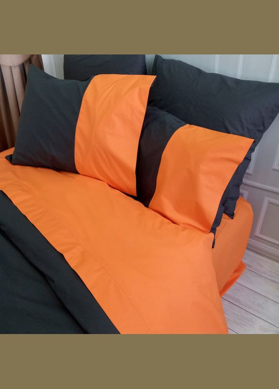 Постільна білизна PREMIERE Антрацит/Помаранчевий Ранфорс Двоспальна MERISET (278256237)