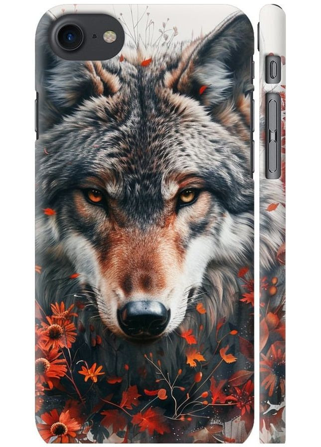 3D пластиковий матовий чохол 'Wolf and flowers' для Endorphone Apple iPhone 8 (285784982)