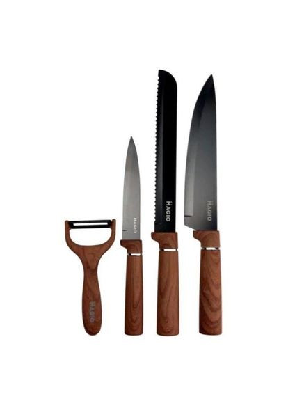 Набір ножів 5 предметів Magio MG-1095 коричневий, силікон, нержавіюча сталь
