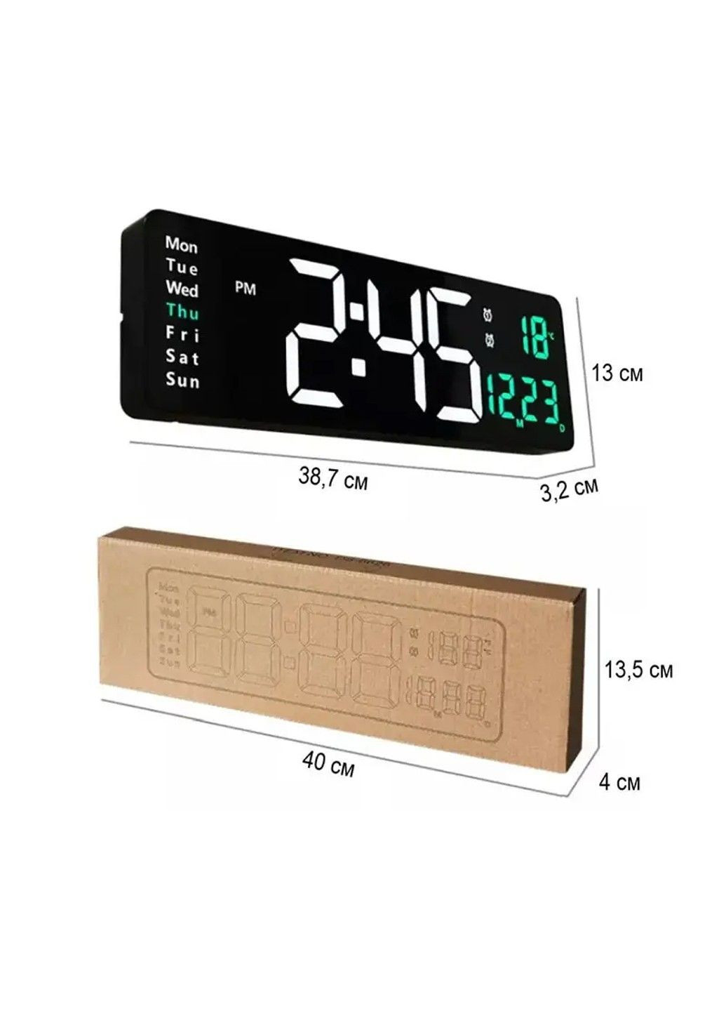 Настенные электронные часы с большими цифрами, термометр, календарь, секундомер, таймер, пульт MiClock Xiaomi (292312864)