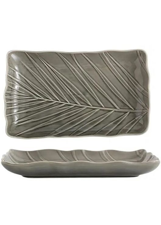 Блюдо для подачі Leaf Grey B010787 24.5х17 см сіра Limited Edition (349220583)