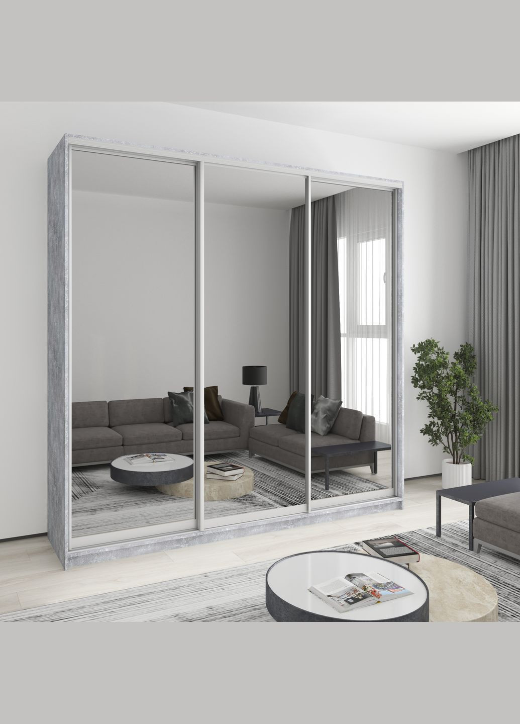 Шкаф-купе трехдверный Комбо AL 3 Зеркала 240x60x240 см (MBS-2226) MebelStar (346289444)