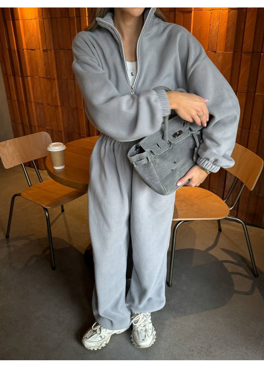 Комбінезон жіночий KaraMix однотонний сірий повсякденний фліс