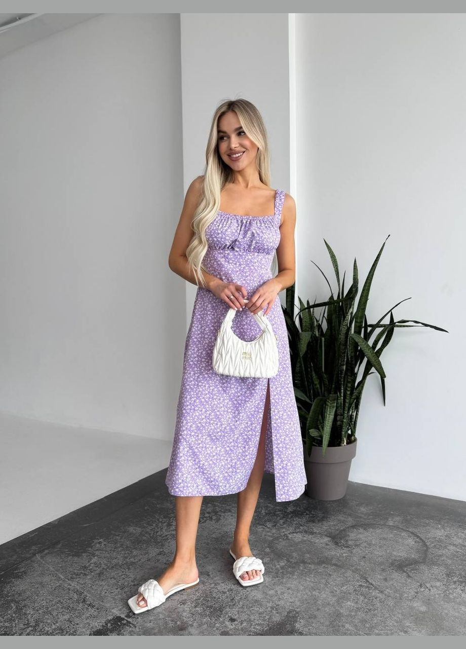 Лавандовое повседневный платье Україна с цветочным принтом