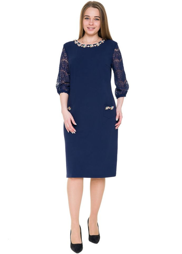 Темно-синее платье 14165 Alenka Plus