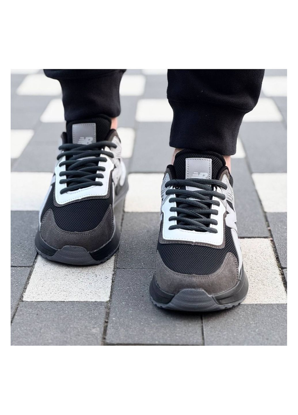 Чорно-білі Осінні чоловічі кросівки No Brand