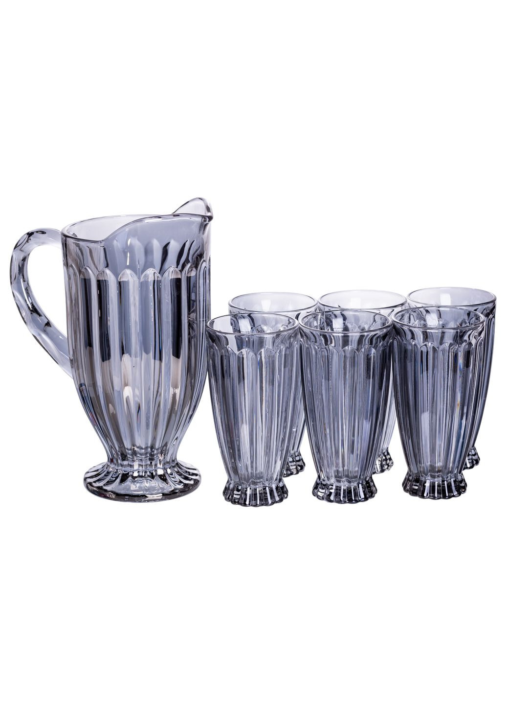 Набір для напоїв глечик та 6 склянок із товстого скла, сірий Yiwu (362355169)