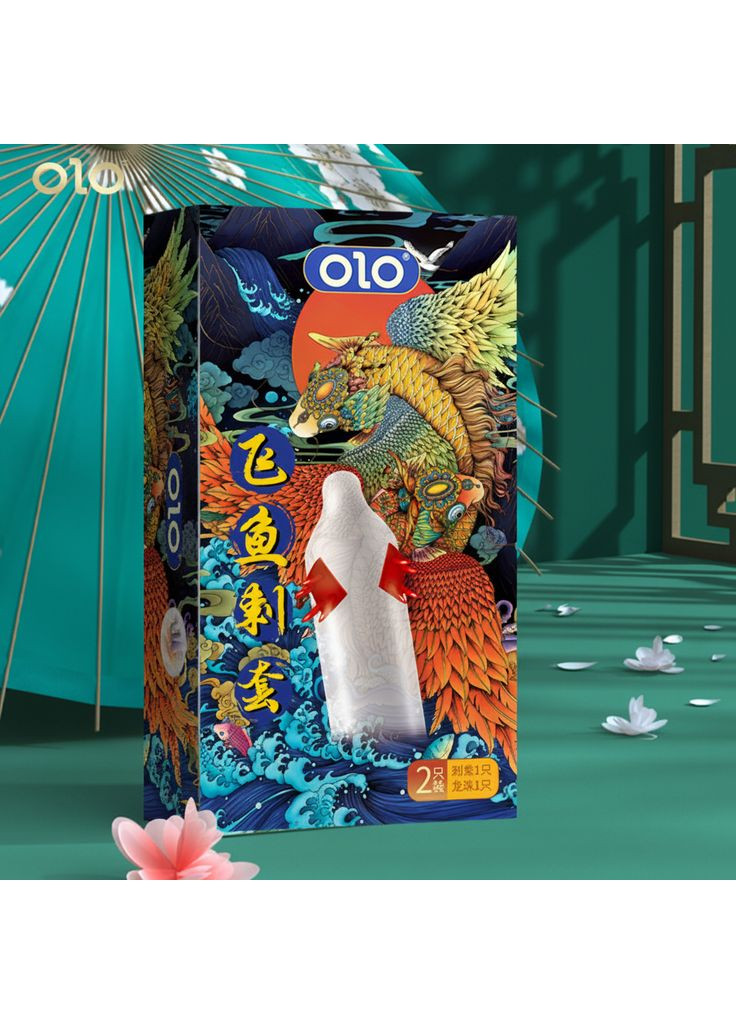 Презервативи стимулюючий з вусиками OLO Flying Fish з силіконовою змазкою 18 см 2 шт. No Brand (370676827)