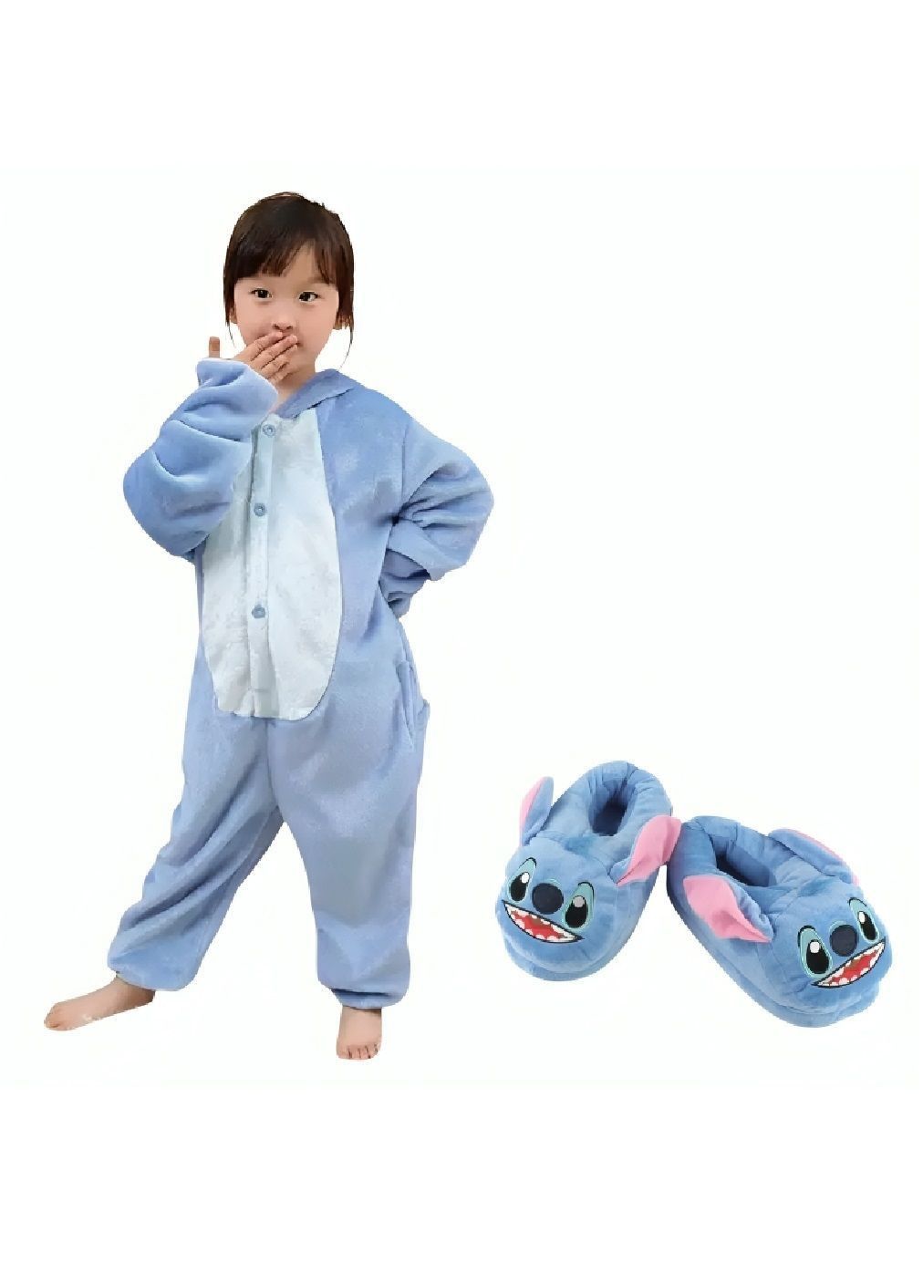 Комплект дитяча піжама кігурумі з домашніми капцями для дітей розмір піжами 110 розмір капців 25-31 (481570-Prob) Стіч Unbranded (363059180)