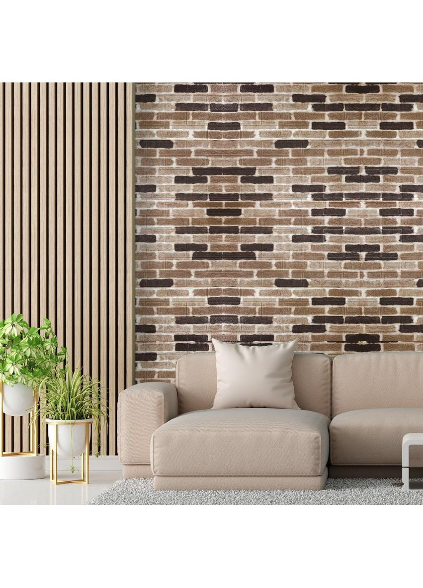 Самоклеющаяся 3Д панель Екатеринославский кирпич (346), 700х770х3 мм 3D Loft (365591507)