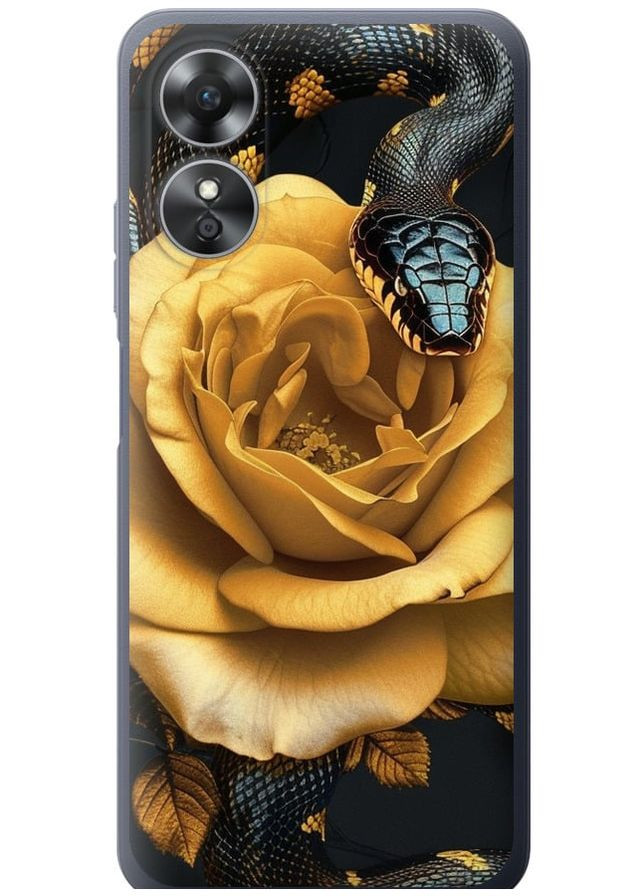 Силиконовый чехол 'Black snake and golden rose' для Endorphone Oppo A17 (286769357)