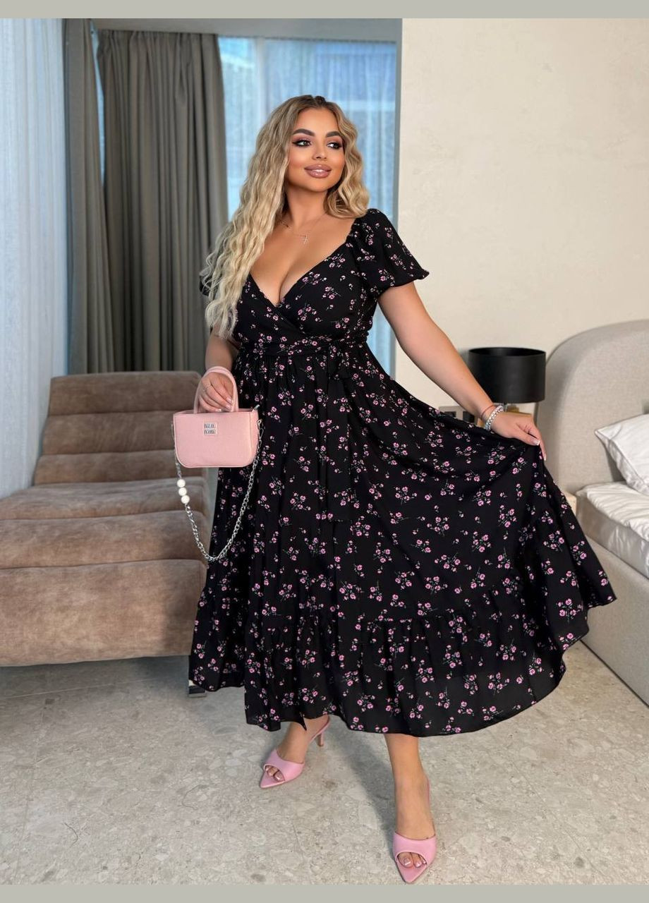 Чорна сукня Garna з квітковим принтом