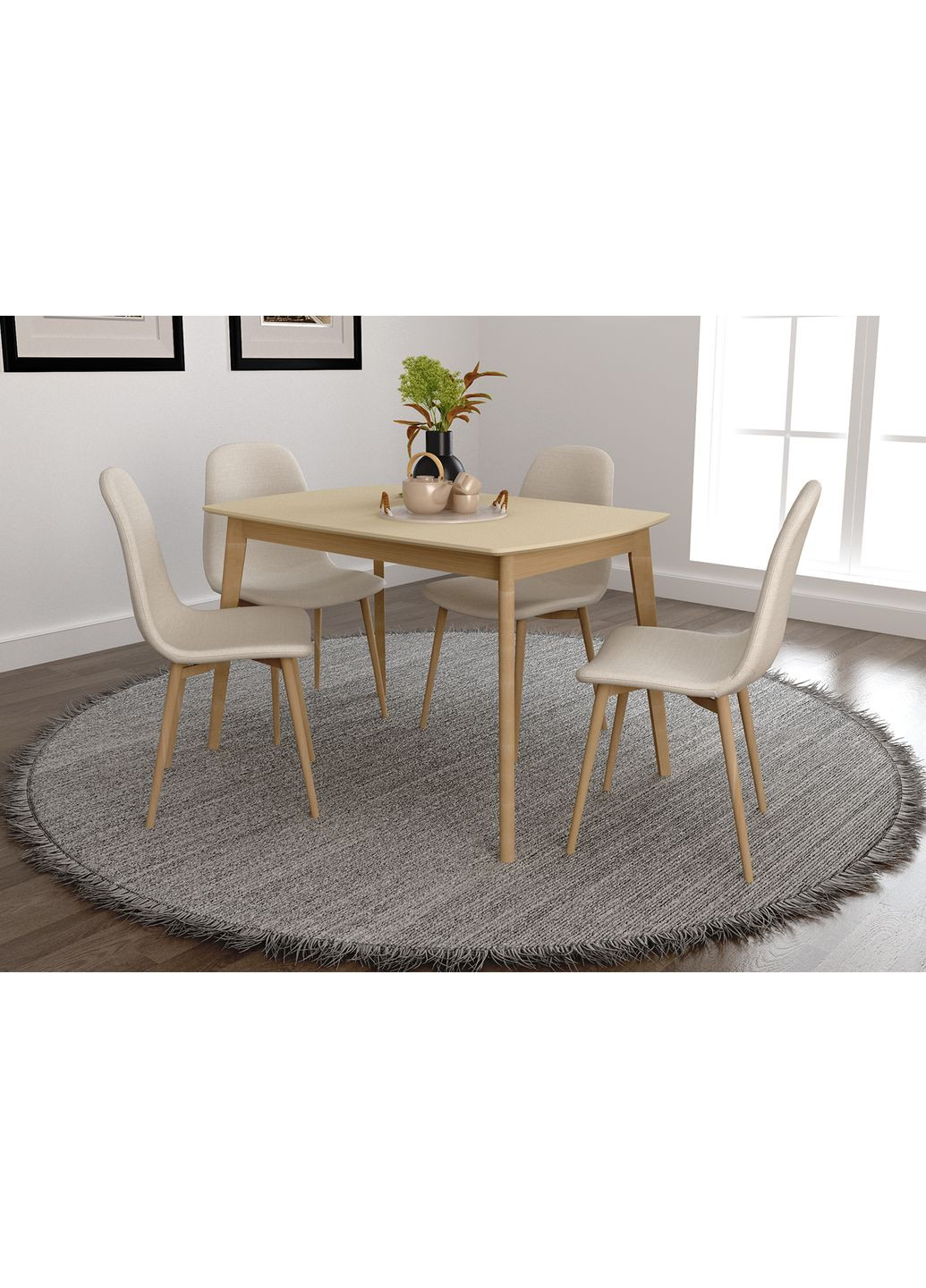 Стіл обідній Exen 120х80 см Кремовий Intarsio (372178929)