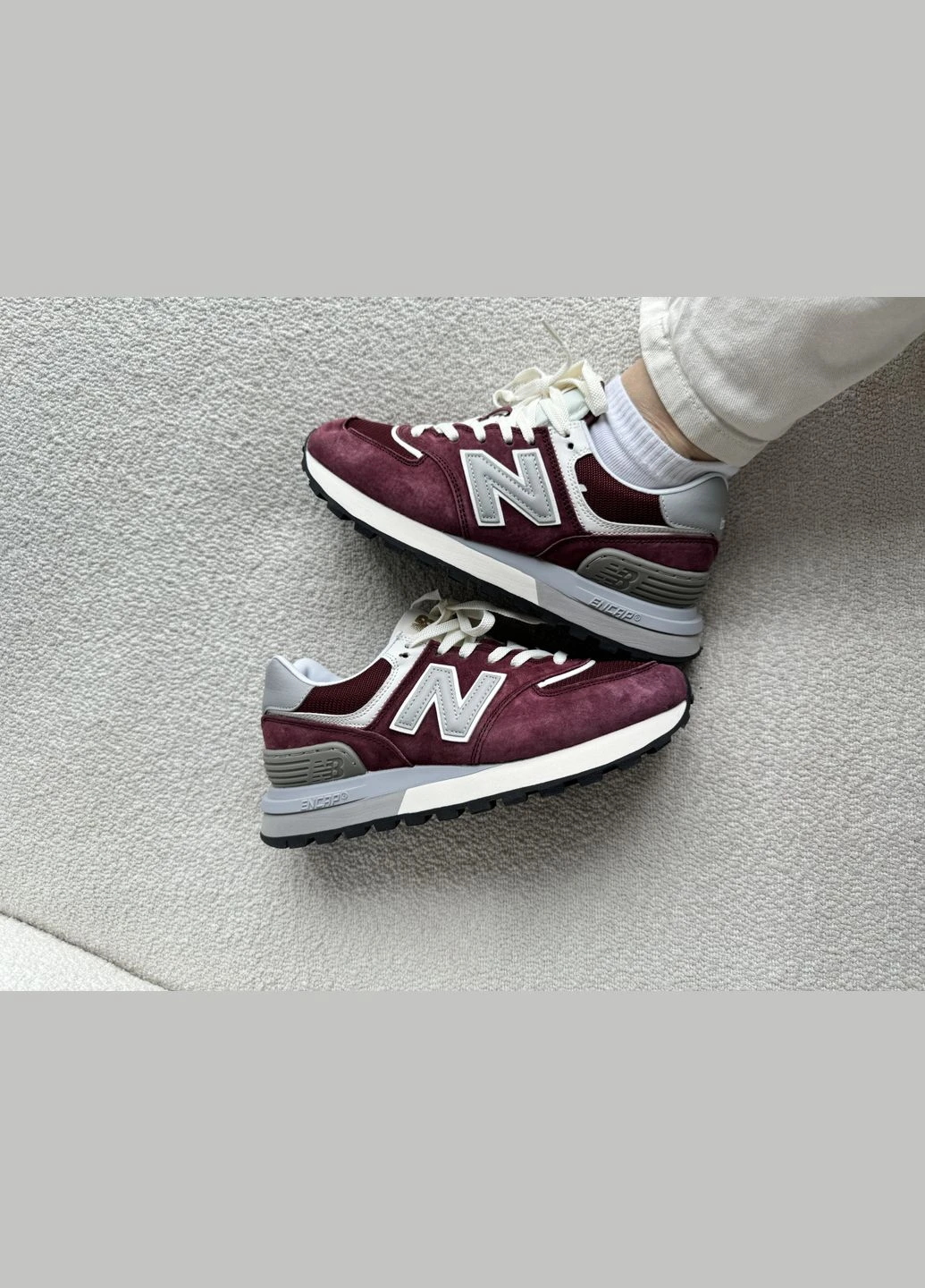Кроссовки женские и мужские New Balance 574 bordo | Нью Беланс 574 бордовые No Brand серые демисезоны (316506719)
