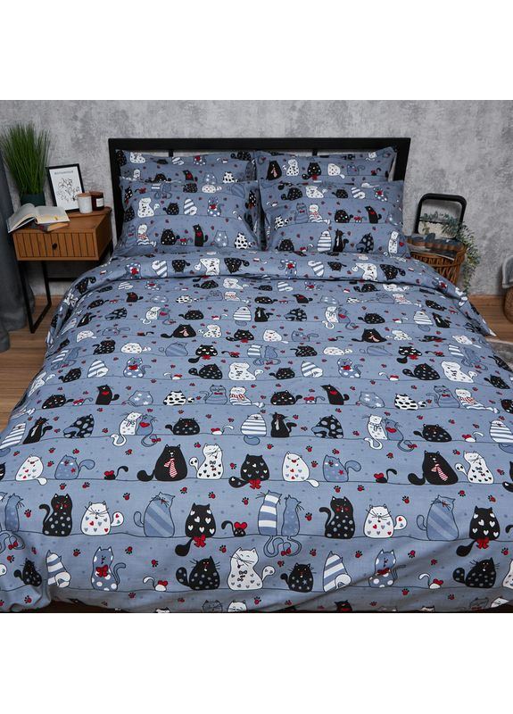 Підковдра Бязь Gold Люкс Полуторна Євро 160 x 220 см (MS-870000646) Moon&Star Feline Fun (357208789)