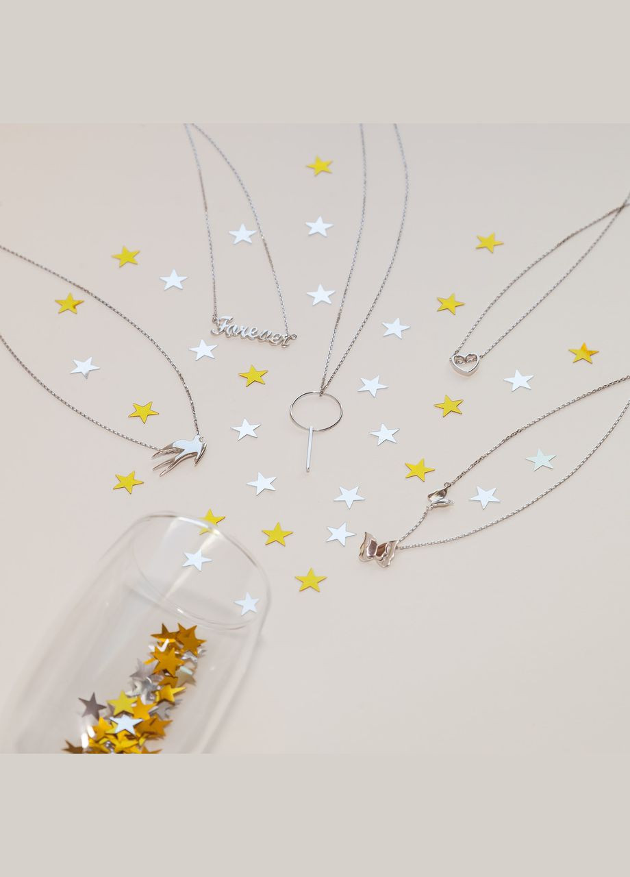 Кольє срібне Ластівка на тоненькому ланцюжку без камінців No Brand (362177313)