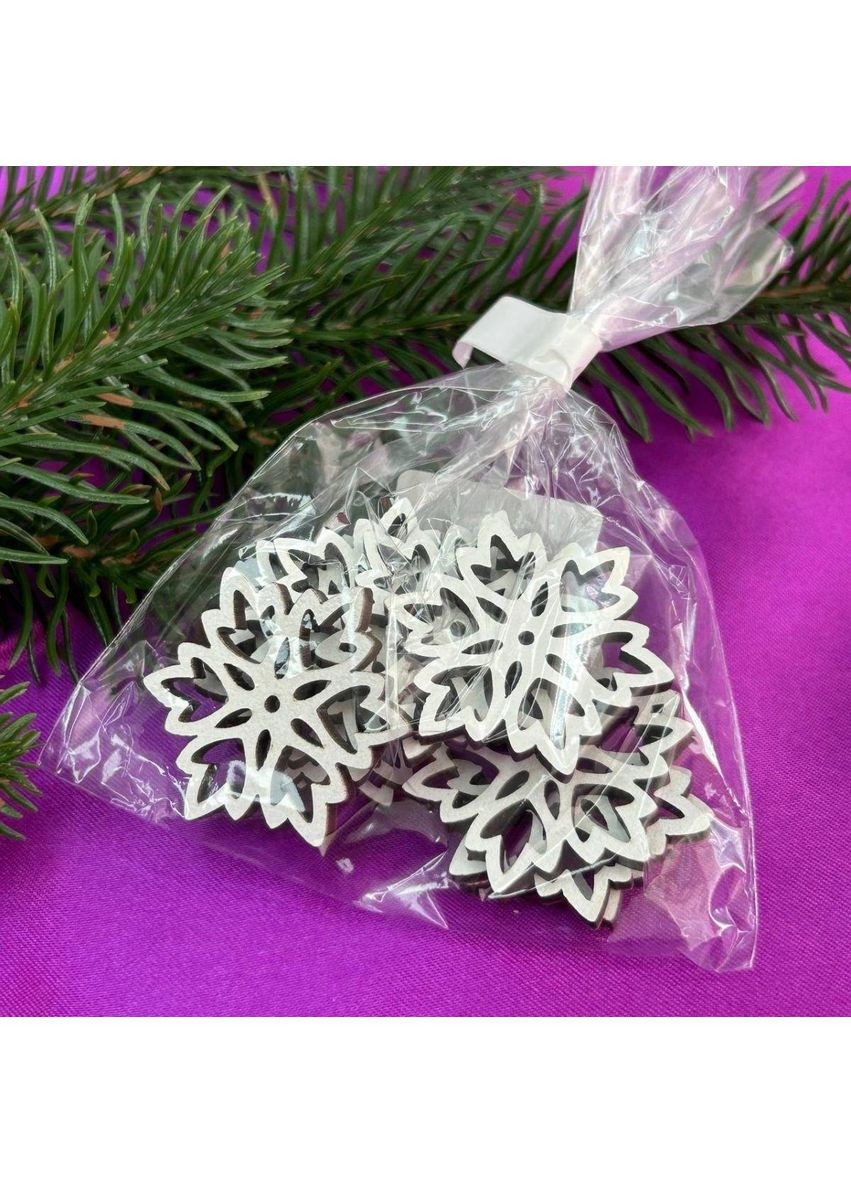 Дерев'яний декор новорічний "Сніжинка" 3,5 см Plus-plus (354797125)