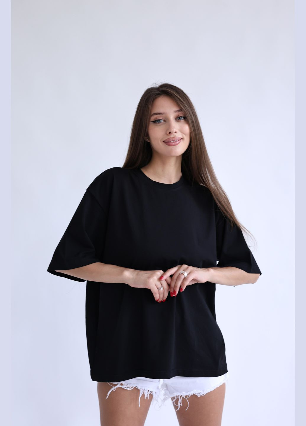 Женская футболка хлопок черная Kraya - (316476099)