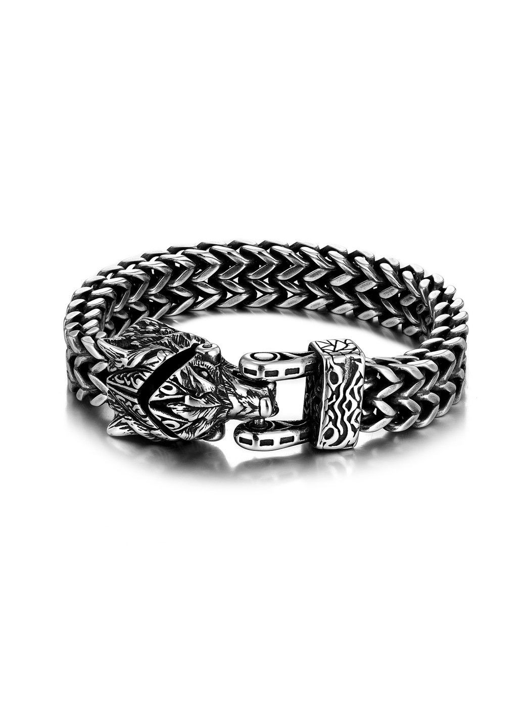 Чоловічий браслет з нержавіючої медичної сталі голова вовка BS-302 No Brand (326601676)