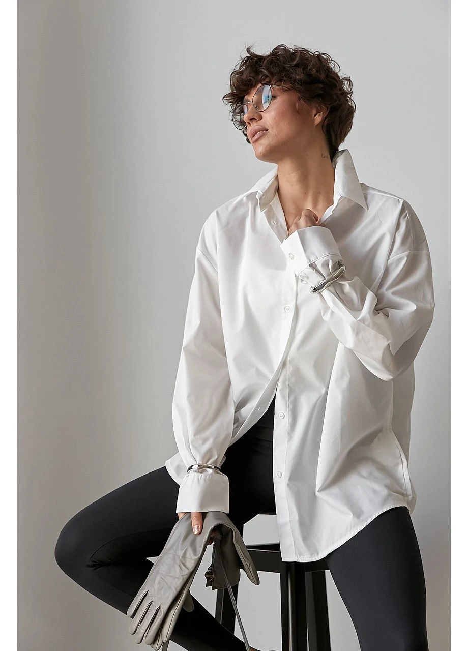 Класична однотонна сорочка з напівкруглим низом Lurex (376600471)