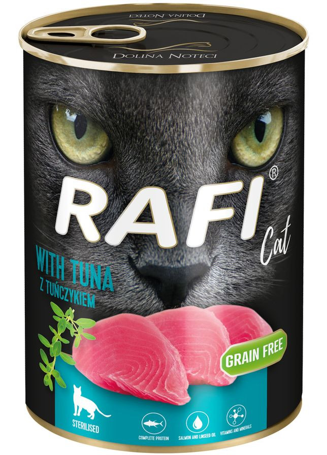Вологий корм для стерилізованих кішок RAFI Cat sterilized з тунцем 400 г (5902921303848) Dolina Noteci (308340507)