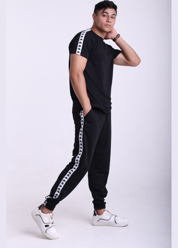 Чорні штани з білими лампасами No Brand (322652554)