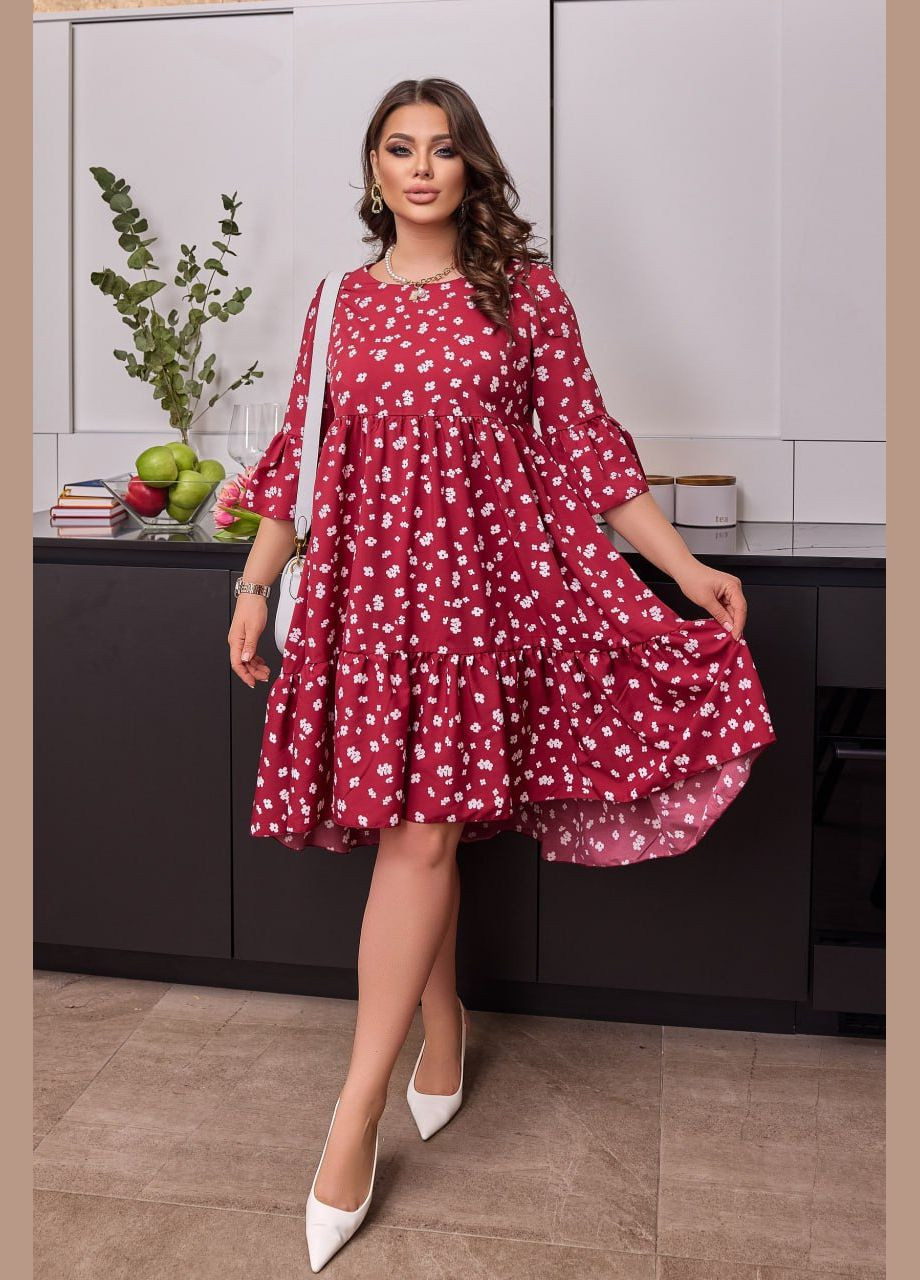 Бордовое женское платье свободного кроя цвет бордо р.48/50 451775 New Trend