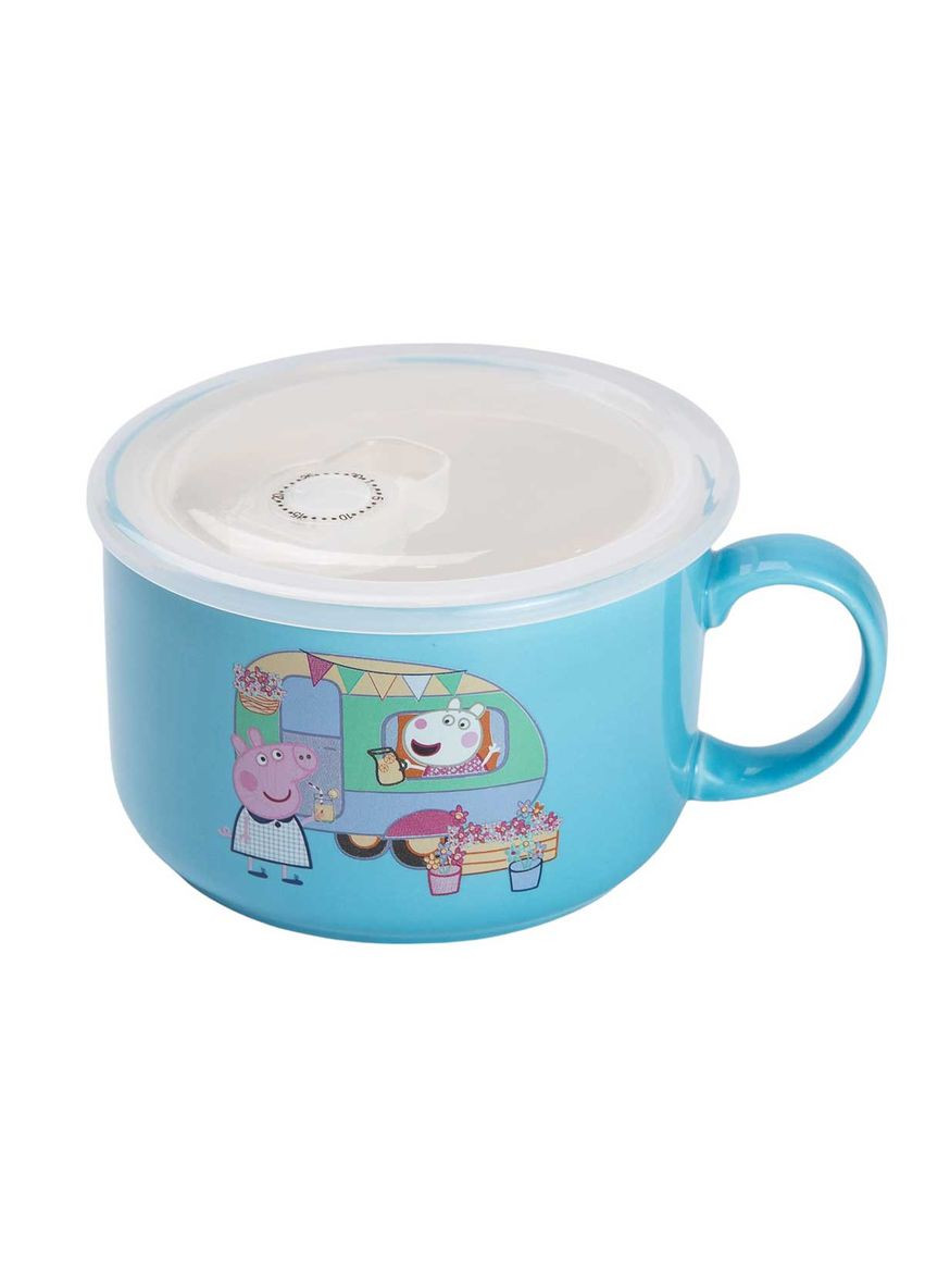 Миска для локшини керамічна Summer Time 770 мл з герметичною кришкою, блакитний Yiwu (328603959)