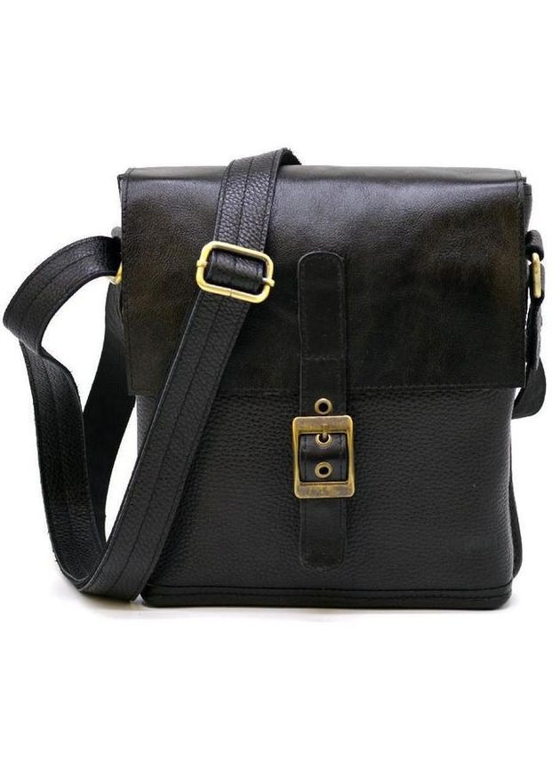 Сумка планшет через плечо мужская из натуральной кожи маленькая для документов и для телефона Черный 35808 TARWA (337466412)