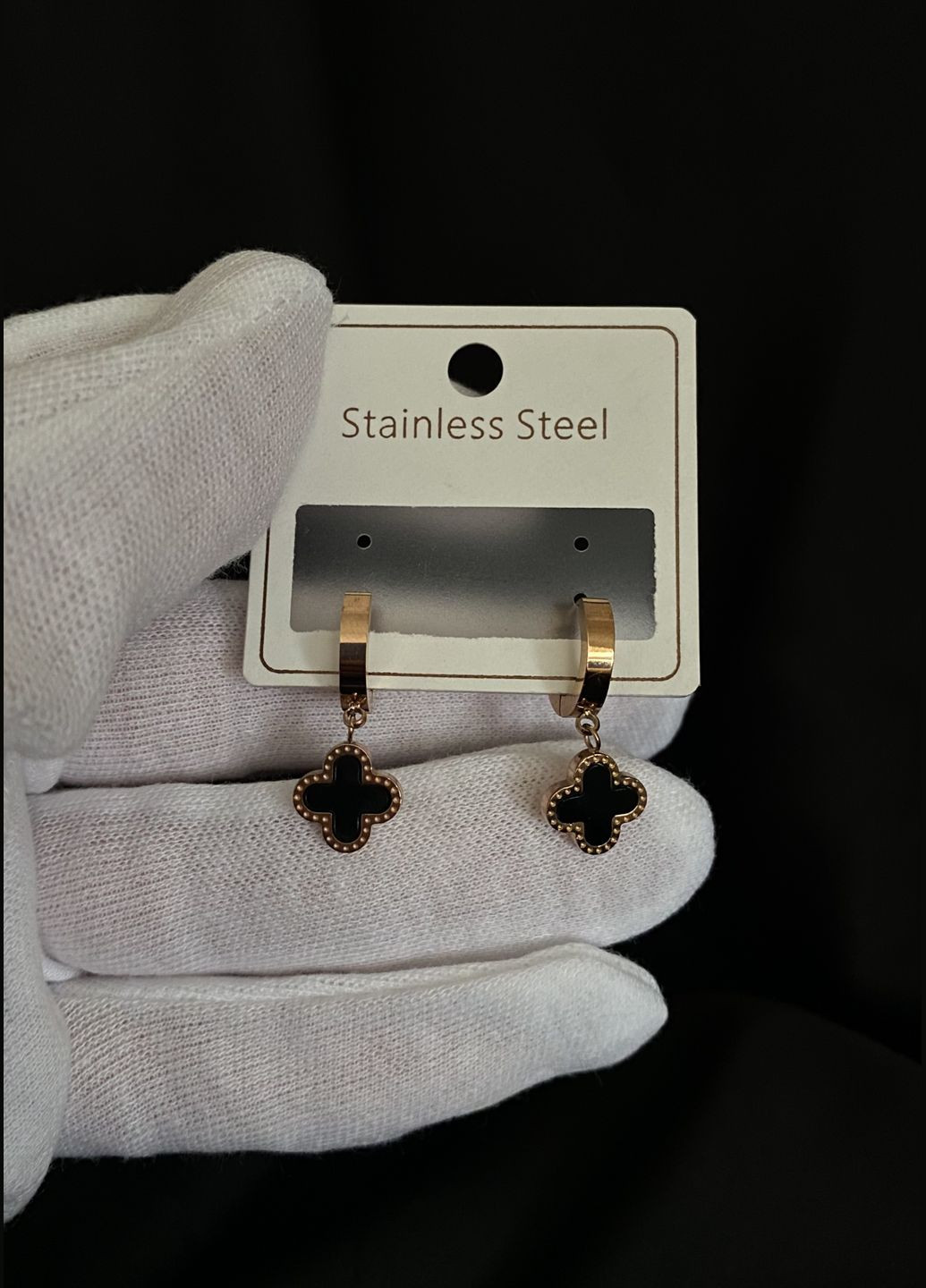 Сережки "Конюшина" застібка - кільце золотого кольору 31962 Fashion (335015214)