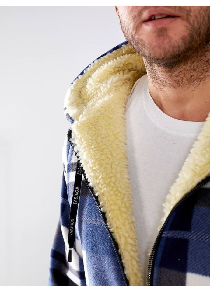 Синяя демисезонная флисовая куртка мужская об-068/1 ( ) No Brand