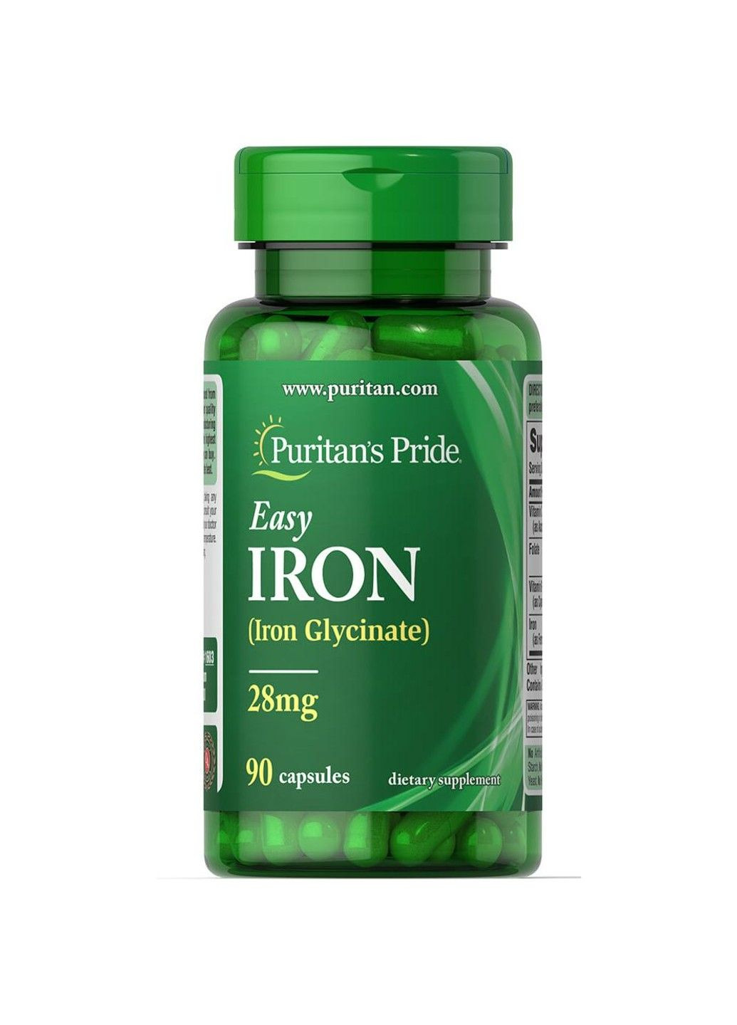Залізо, Easy Iron 28 mg Puritan's Pride Iron Glycinate - 90 капсул Puritans Pride (360941994)