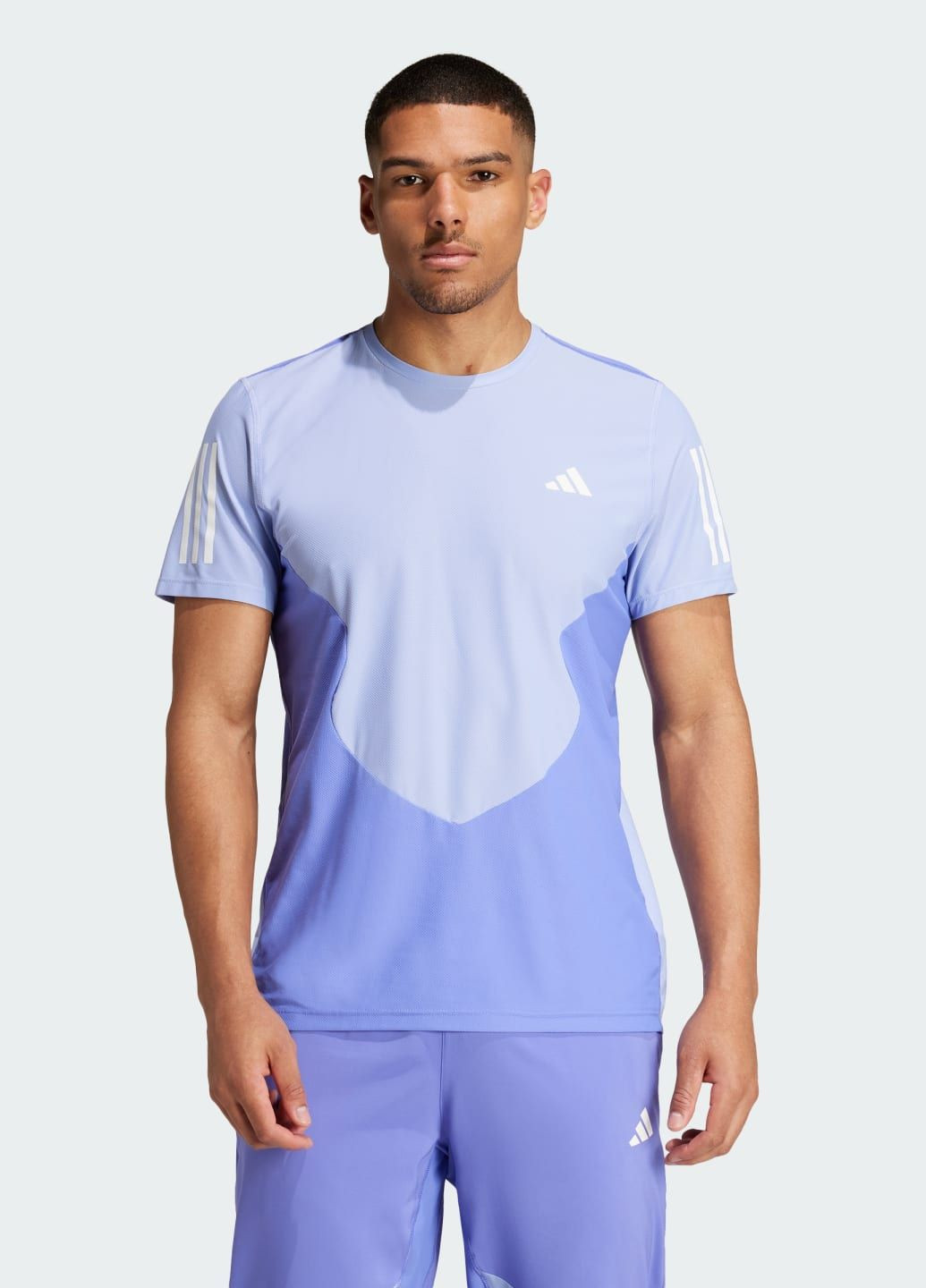 Синя футболка для бігу own the run colorblock aeroready adidas