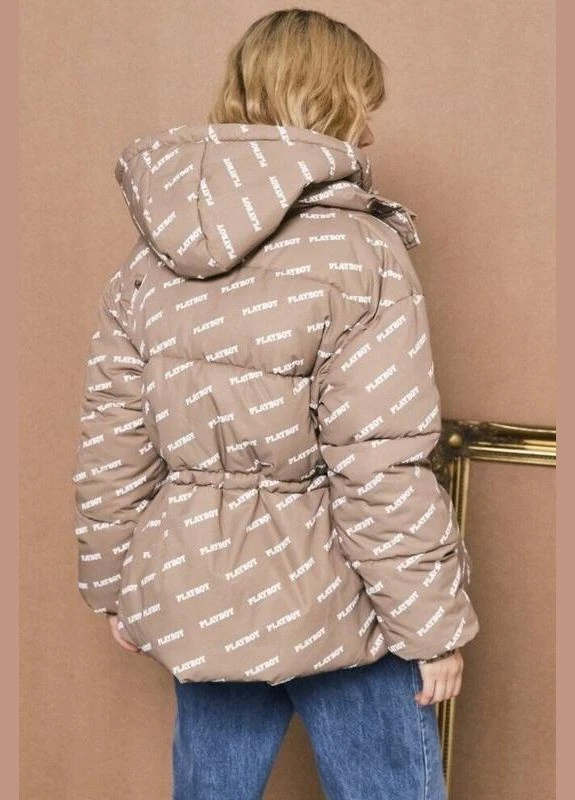 Темно-бежевая зимняя куртка зимняя на синтепоне оверсайз пуховик Missguided