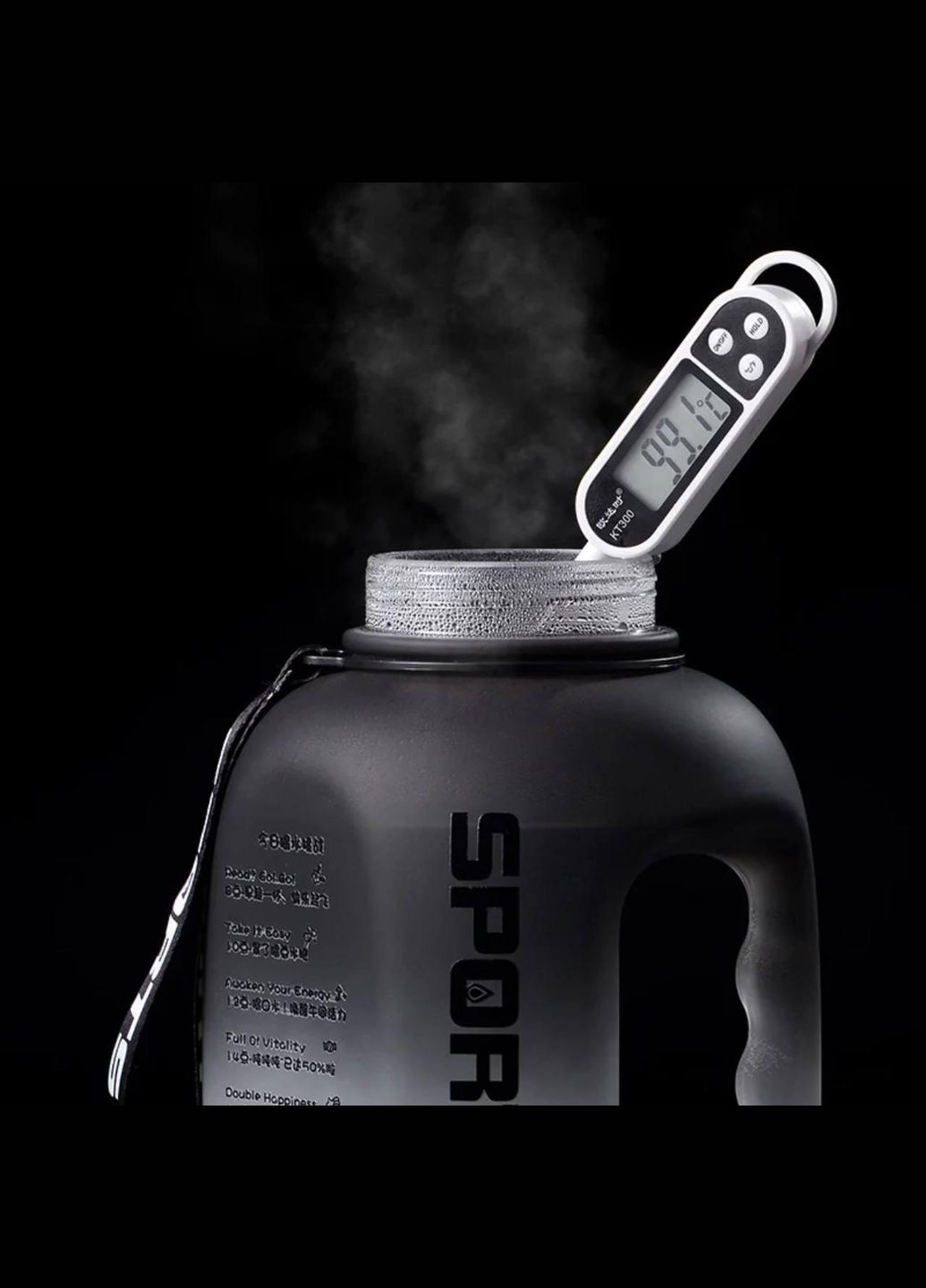 Черная, ударопрочная, спортивная бутылка для воды, замок поилки, с соломинкой. 1600 мл No Brand (278234409)