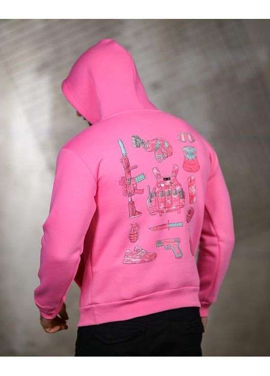 Чоловіче худі на флісі з принтом рожеве No Brand (367189256)