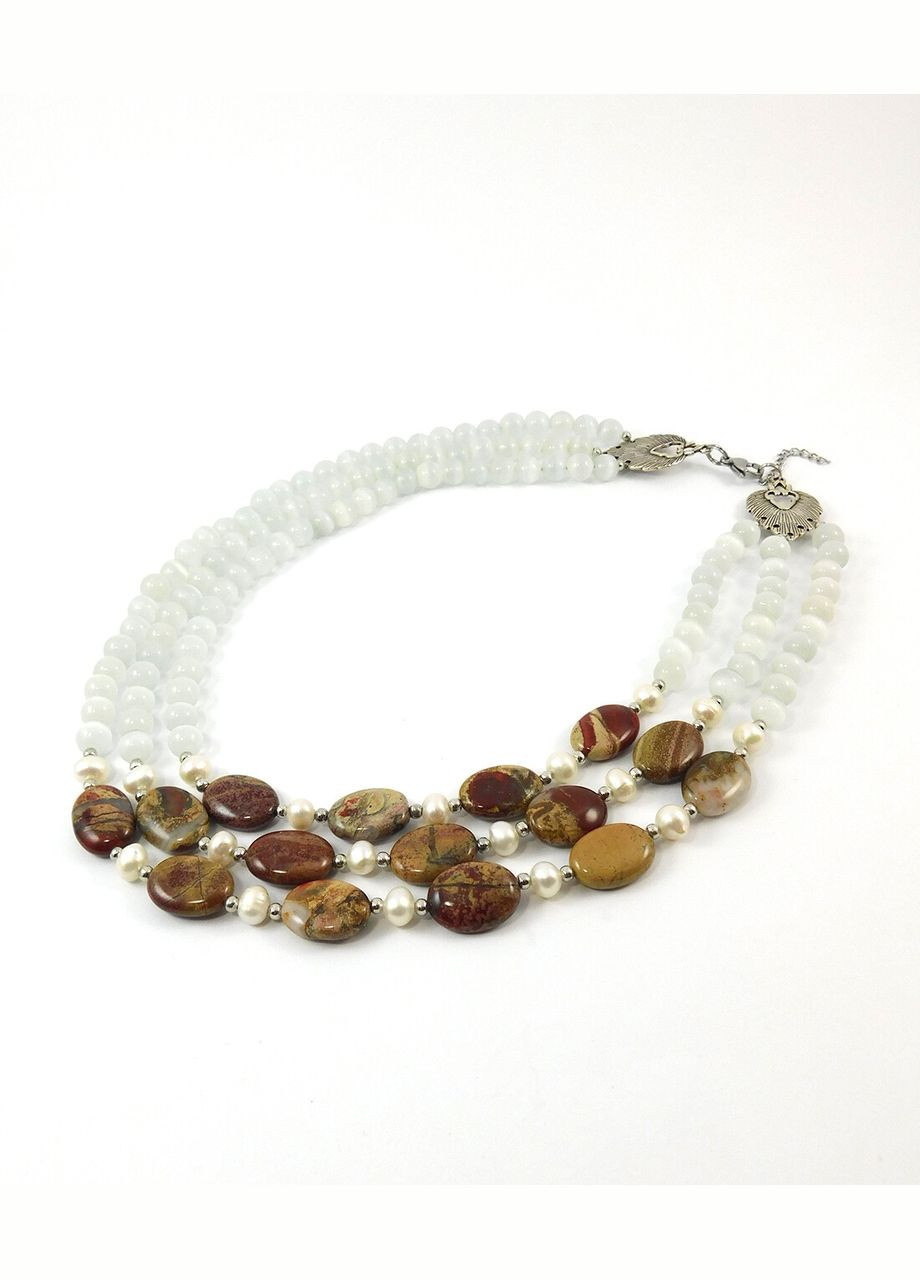 Намисто "Еліпс" Перли, Яшма, Котяче око Fursa fashion (326004546)