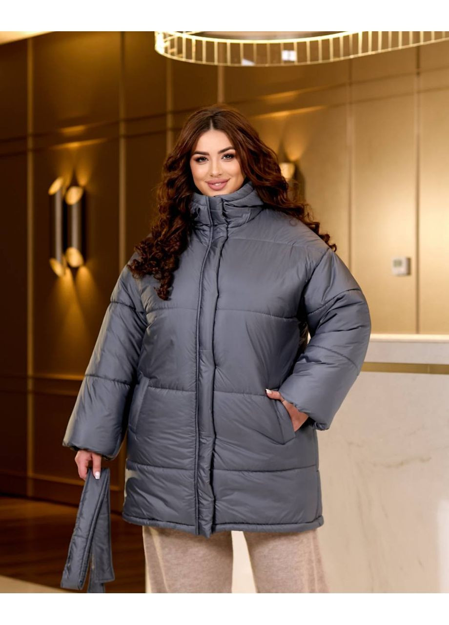 Графитовая демисезонная куртка женская тёплая Style Point