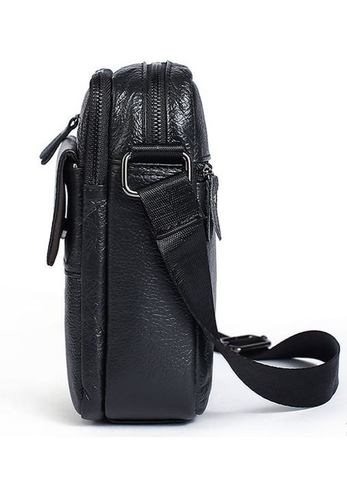 Сумка чоловіча через плече шкіряна зерниста 14704 Чорна Vintage (302007991)