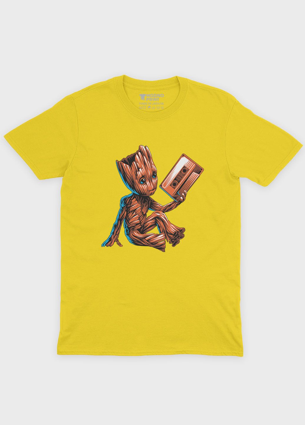 Жовта демісезонна футболка для дівчинки з принтом супергероїв - вартові галактики (ts001-1-sun-006-017-004-g) Modno